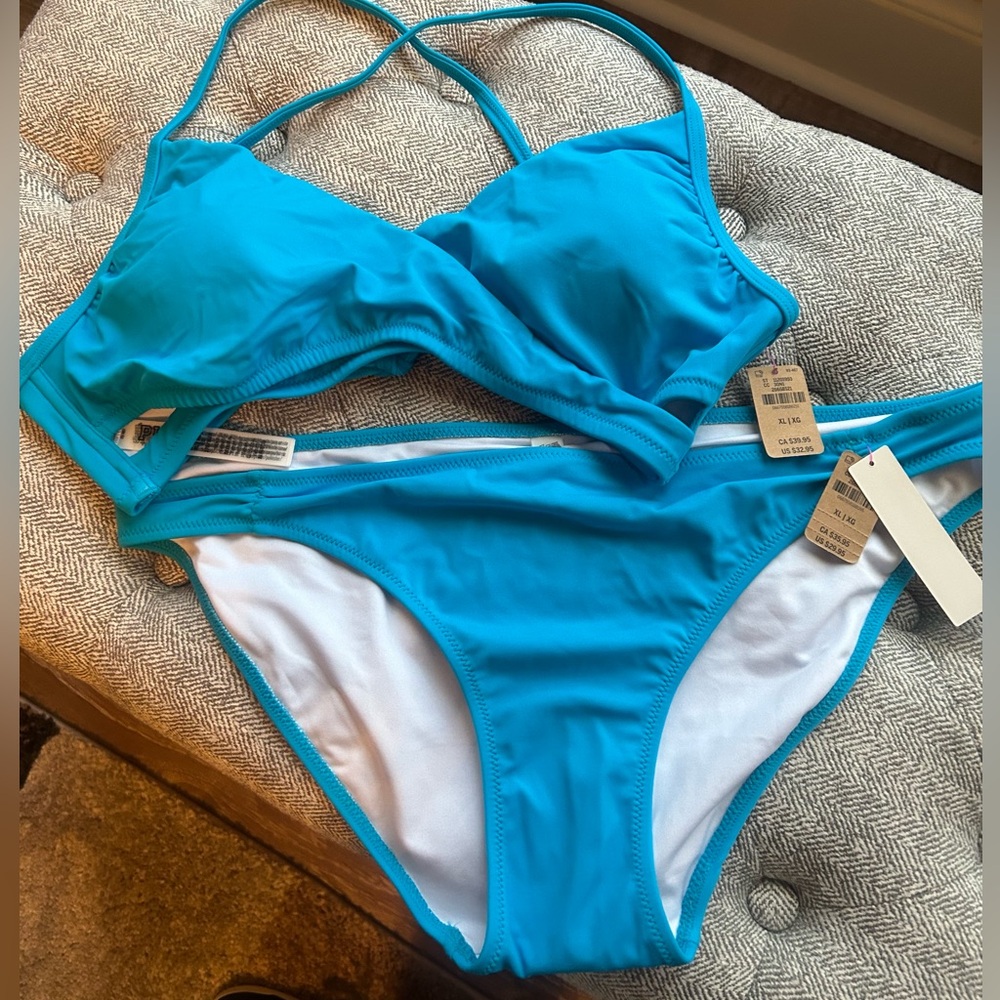 New VICTORIA'S SECRET Body Wrap Bikini TOP BOTTOM XL Crossover BLUE
